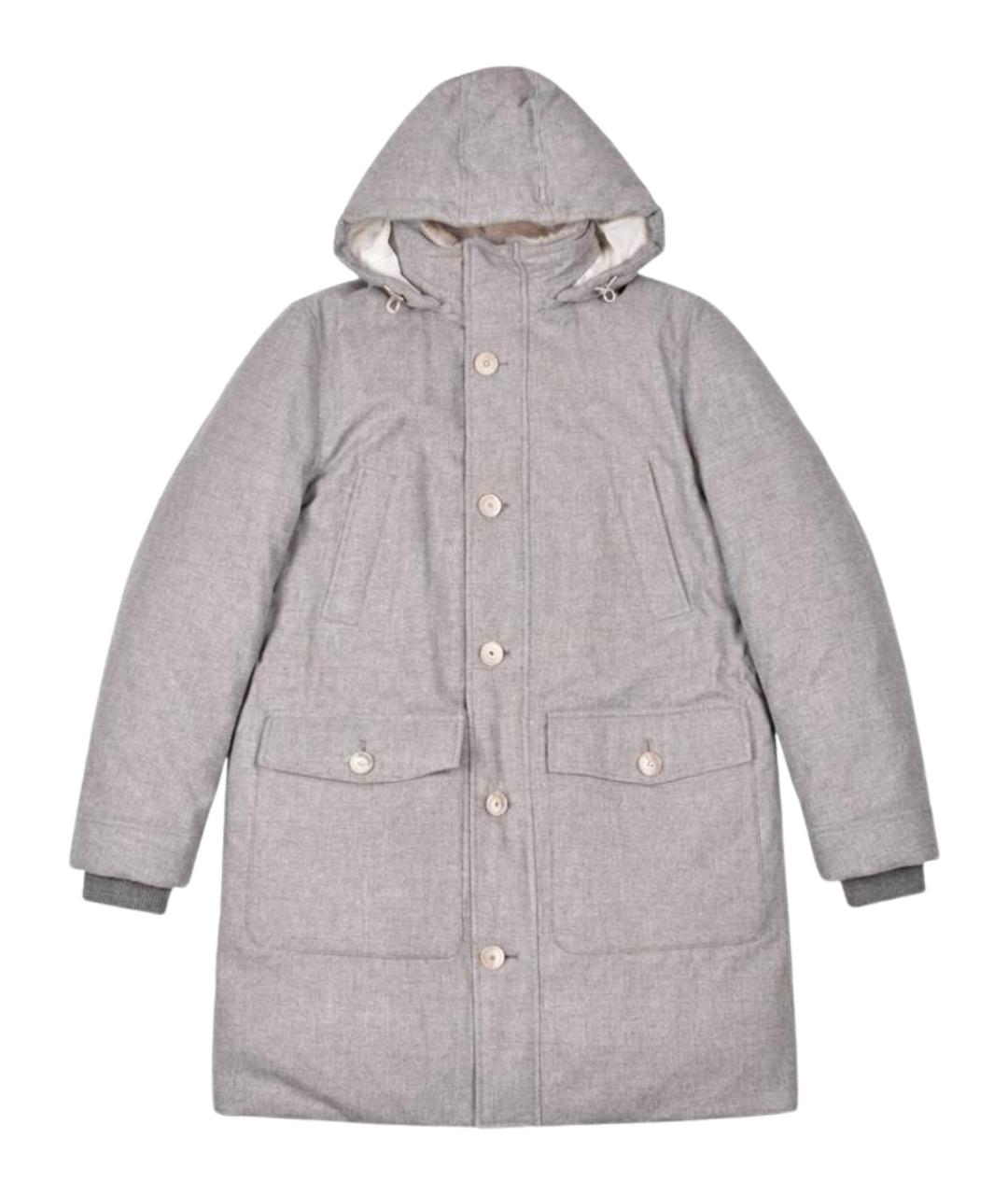 BRUNELLO CUCINELLI Серый шерстяной пуховик, фото 1