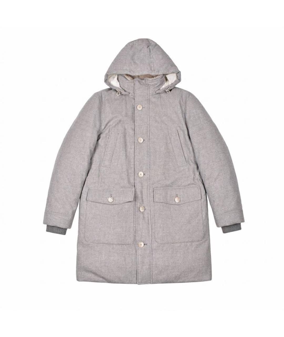 BRUNELLO CUCINELLI Серый шерстяной пуховик, фото 4