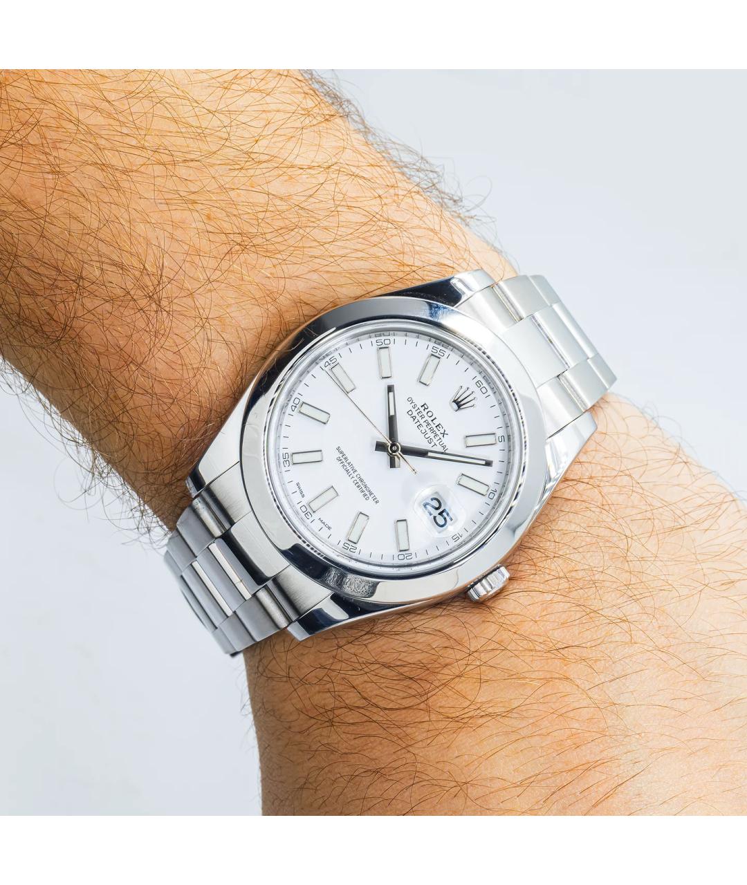 ROLEX Белые металлические часы, фото 3