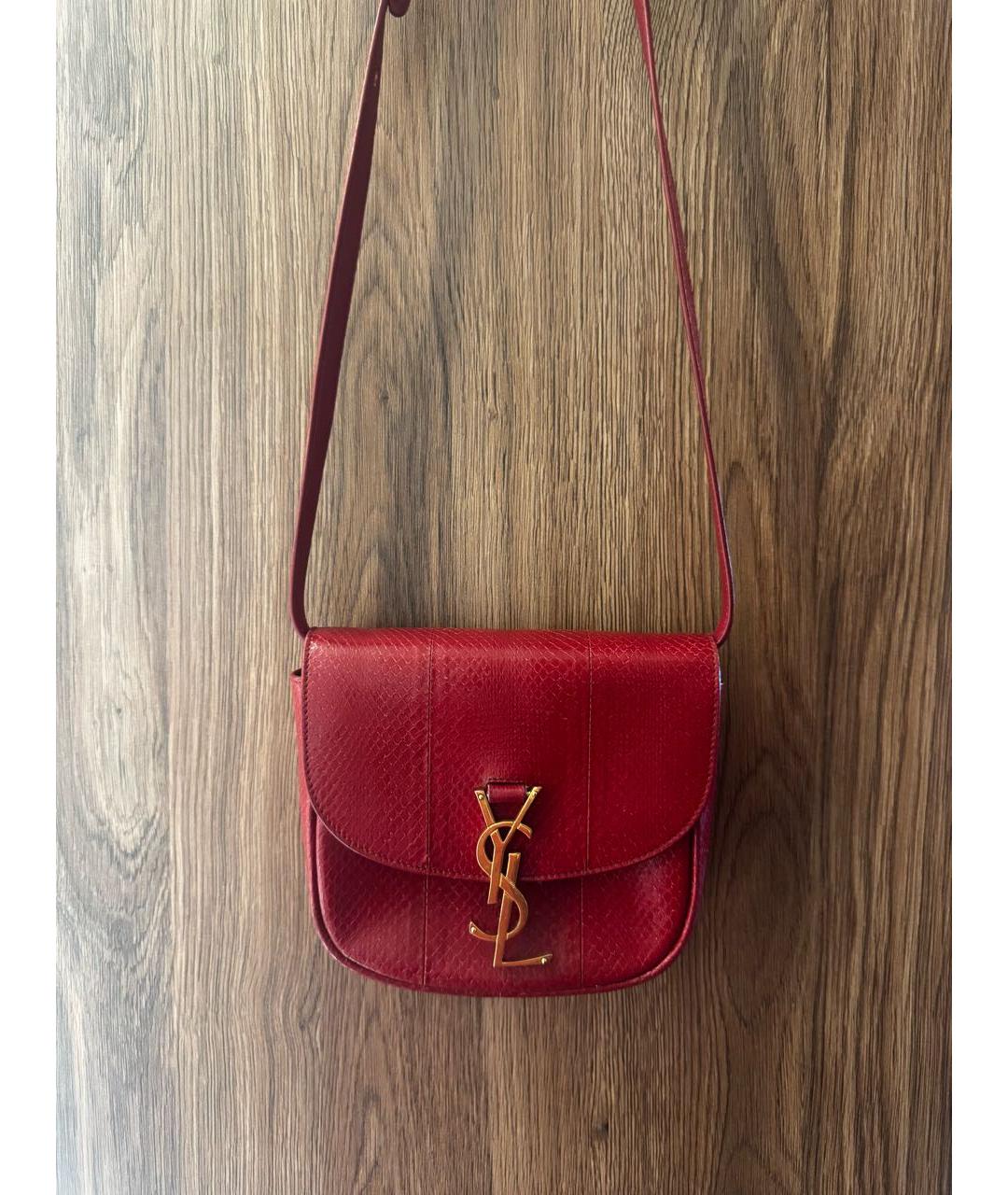 SAINT LAURENT Красная кожаная сумка через плечо, фото 6