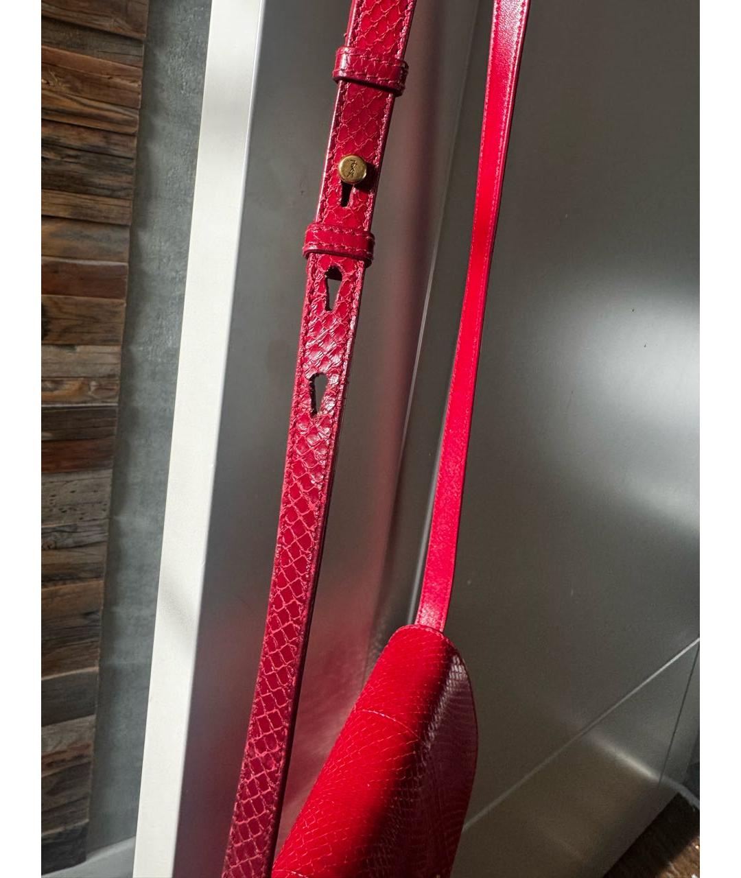 SAINT LAURENT Красная кожаная сумка через плечо, фото 5