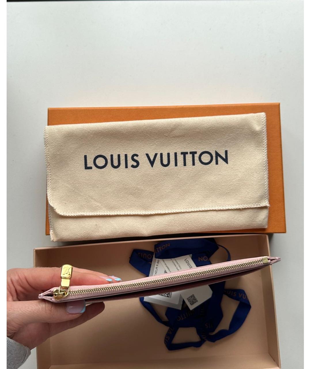 LOUIS VUITTON Розовый кожаный кошелек, фото 3