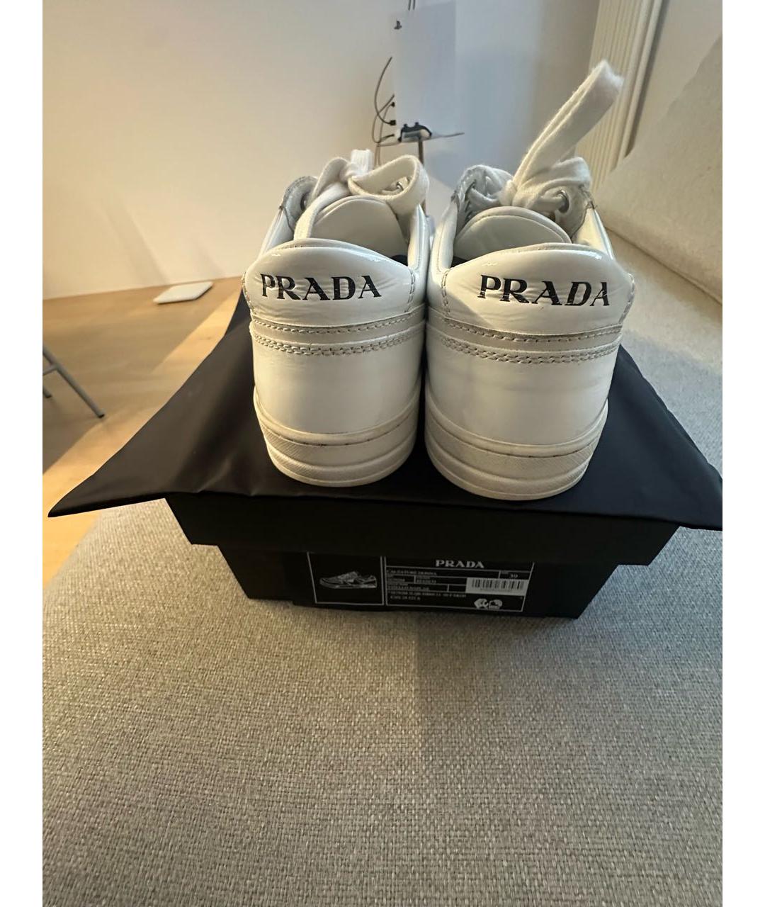 PRADA Белые кожаные кроссовки, фото 4