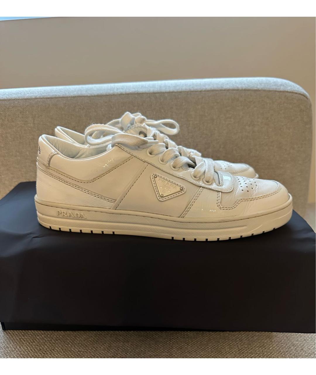 PRADA Белые кожаные кроссовки, фото 5