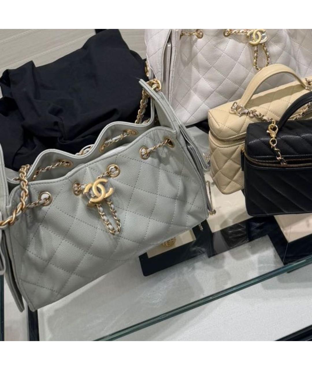 CHANEL Серая кожаная сумка через плечо, фото 2