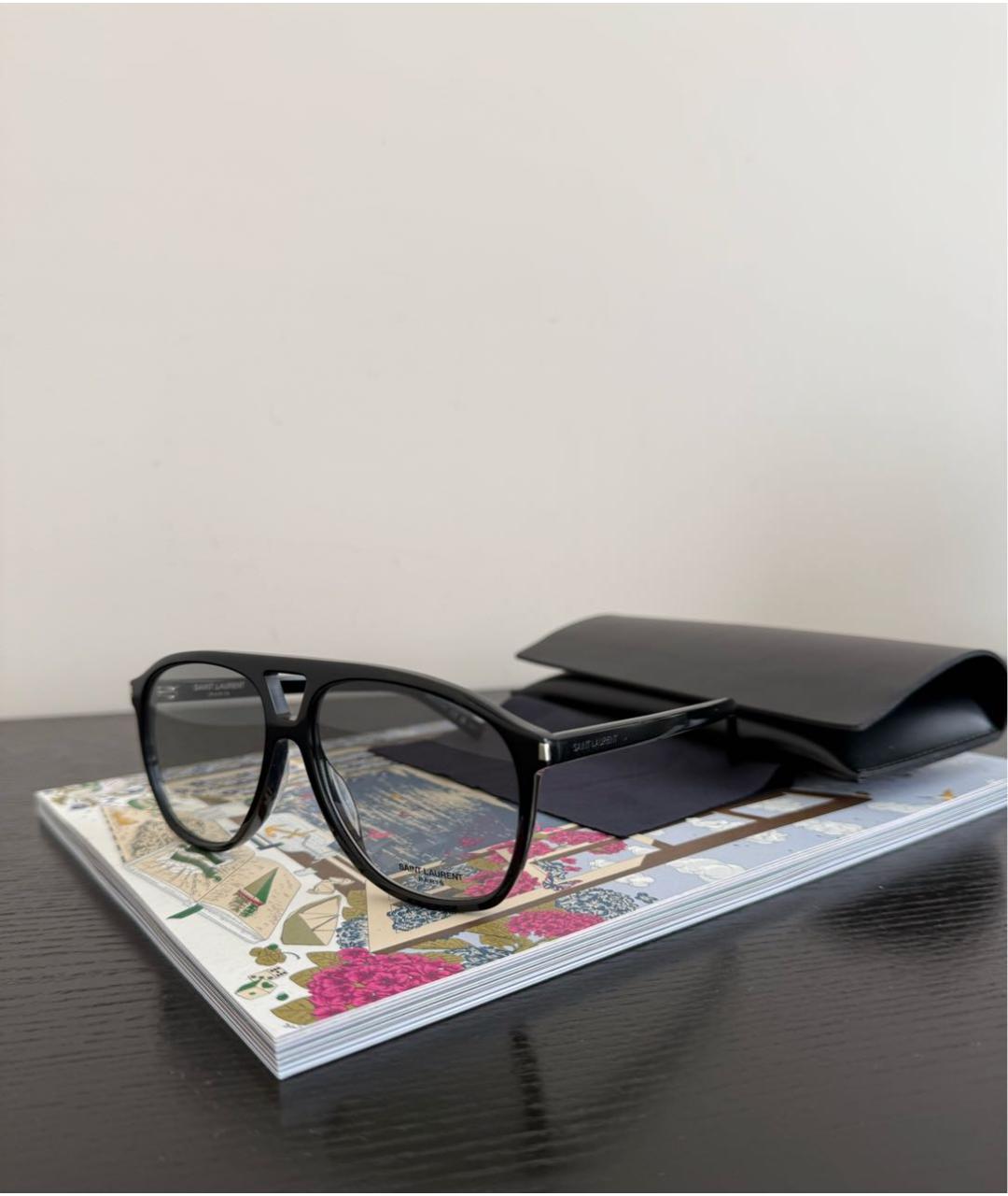 SAINT LAURENT Черные пластиковые солнцезащитные очки, фото 4