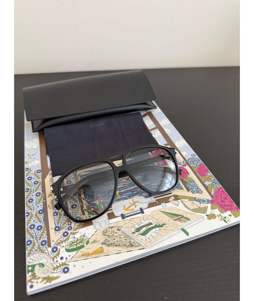 SAINT LAURENT Черные пластиковые солнцезащитные очки, фото 2