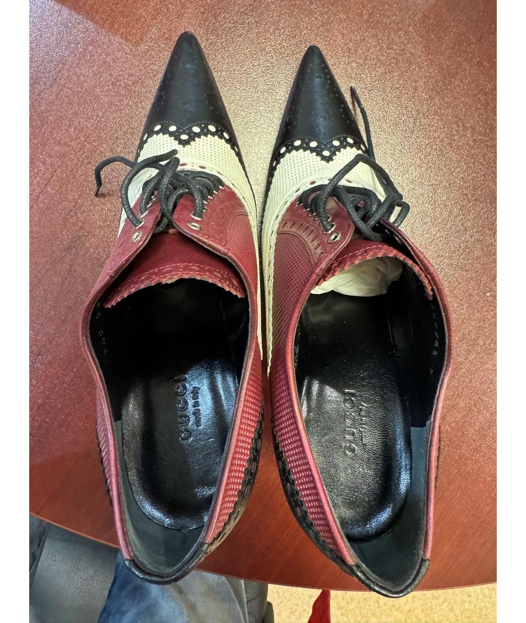 GUCCI Бордовые кожаные ботильоны, фото 3