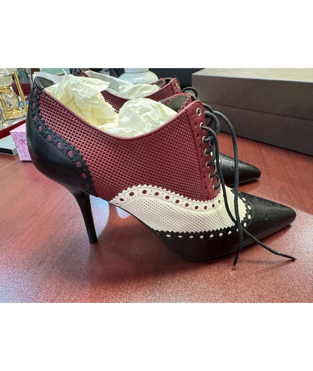 GUCCI Бордовые кожаные ботильоны, фото 8