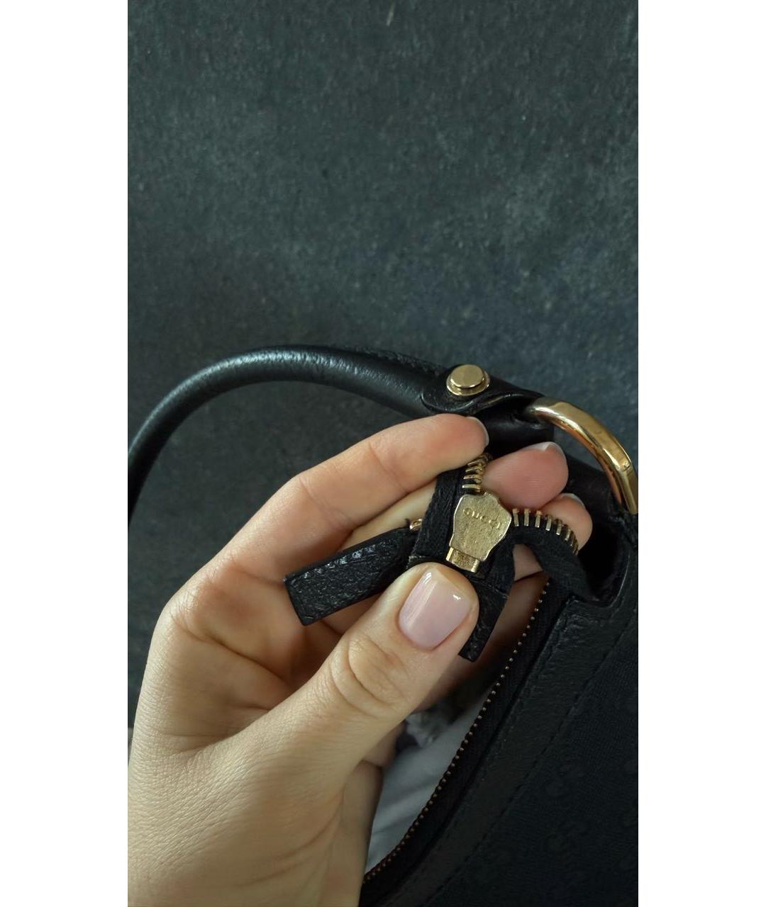 GUCCI Черная кожаная сумка с короткими ручками, фото 7