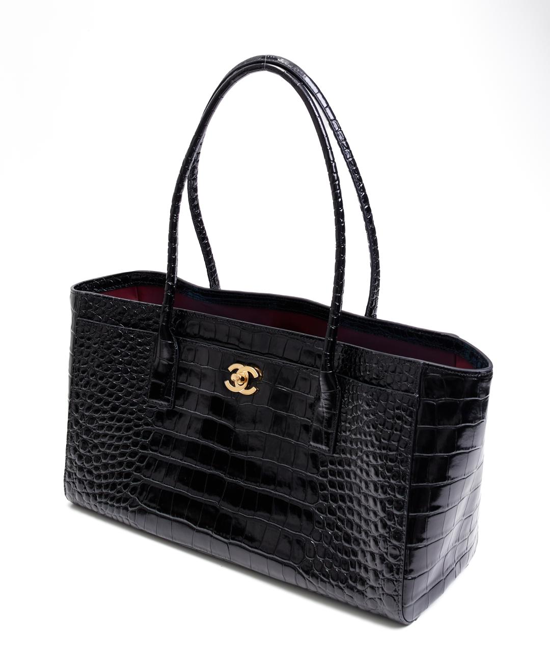 CHANEL Черная кожаная сумка тоут, фото 2