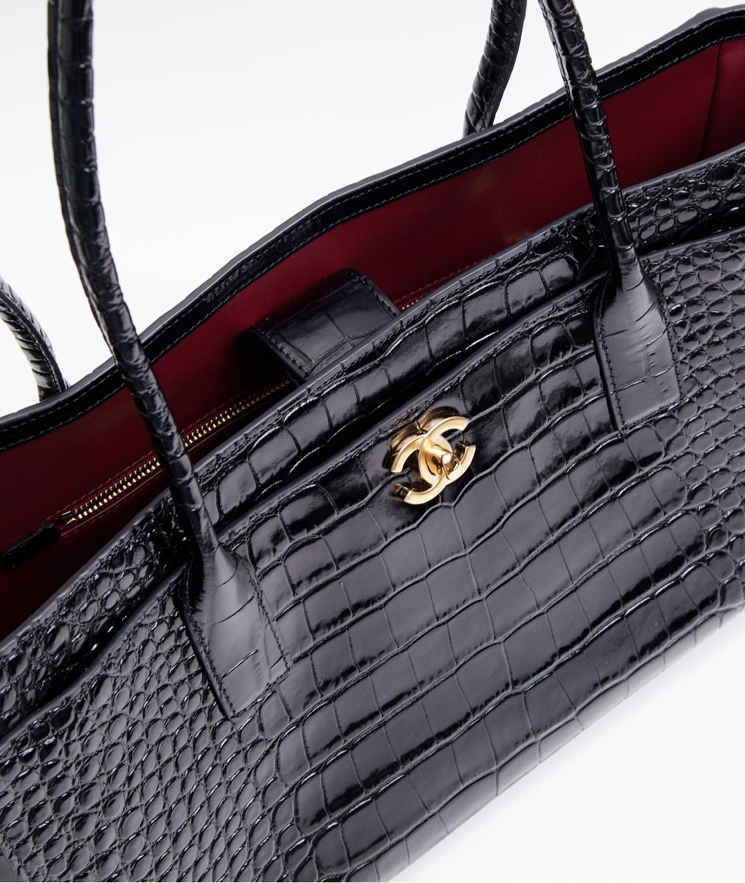 CHANEL Черная кожаная сумка тоут, фото 5