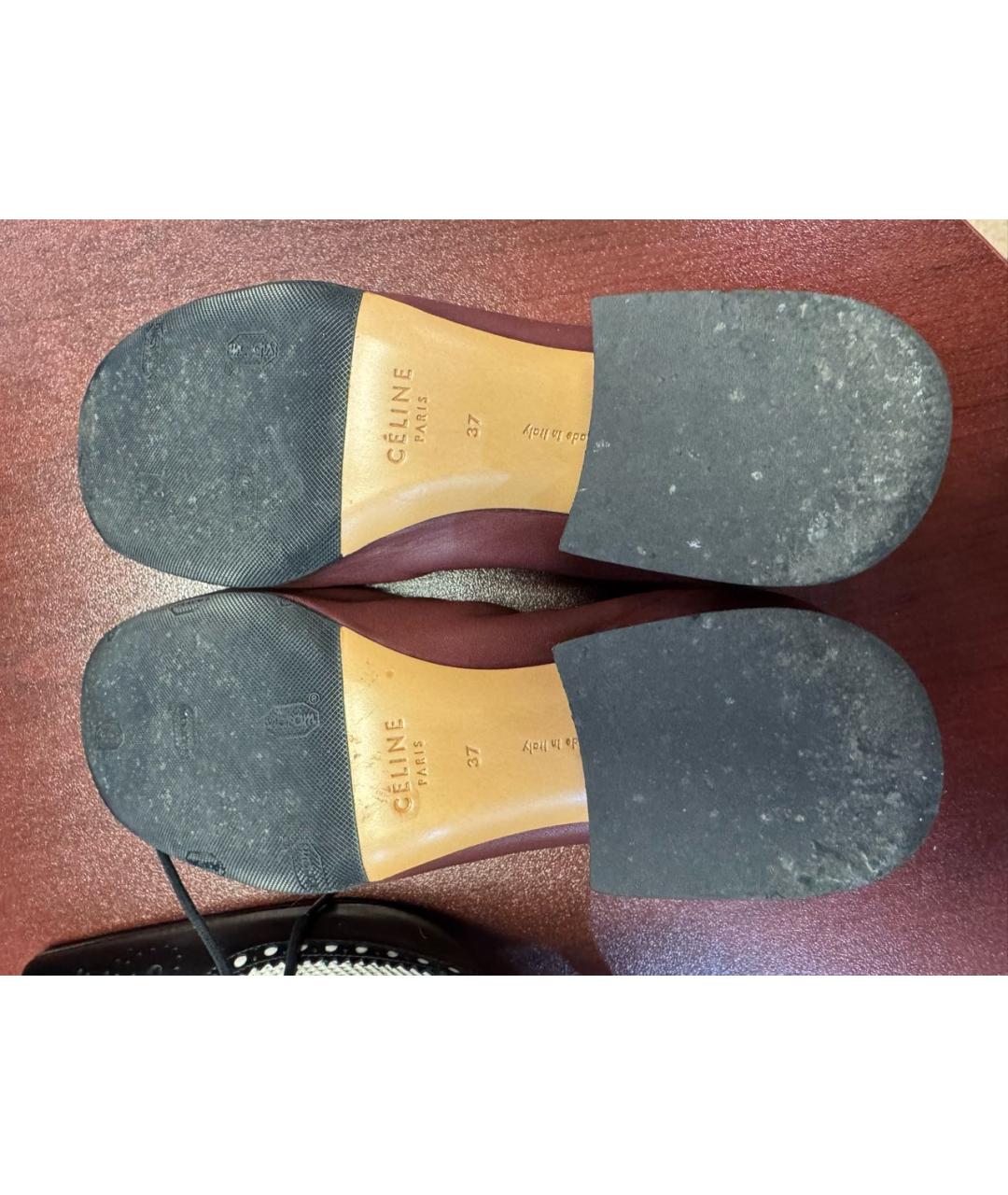 CELINE Бордовые кожаные ботильоны, фото 5