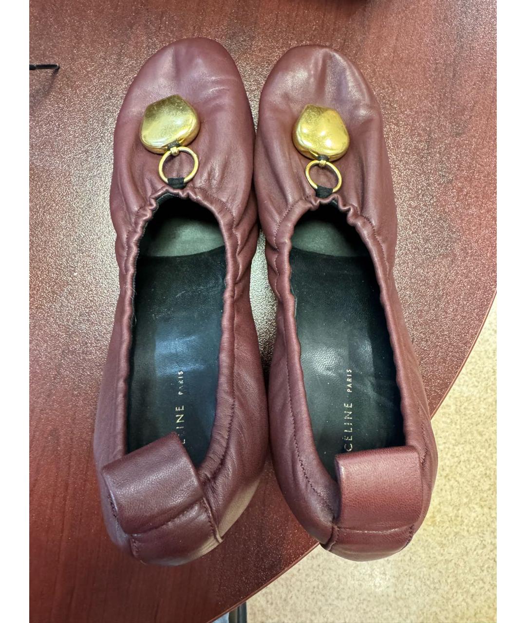 CELINE Бордовые кожаные ботильоны, фото 3