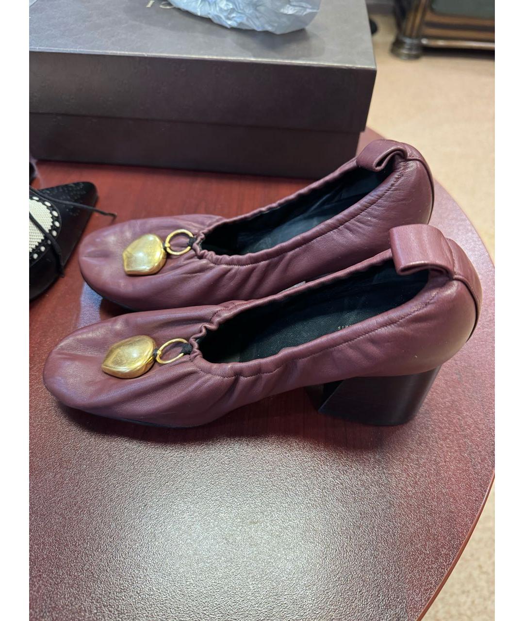 CELINE Бордовые кожаные ботильоны, фото 4