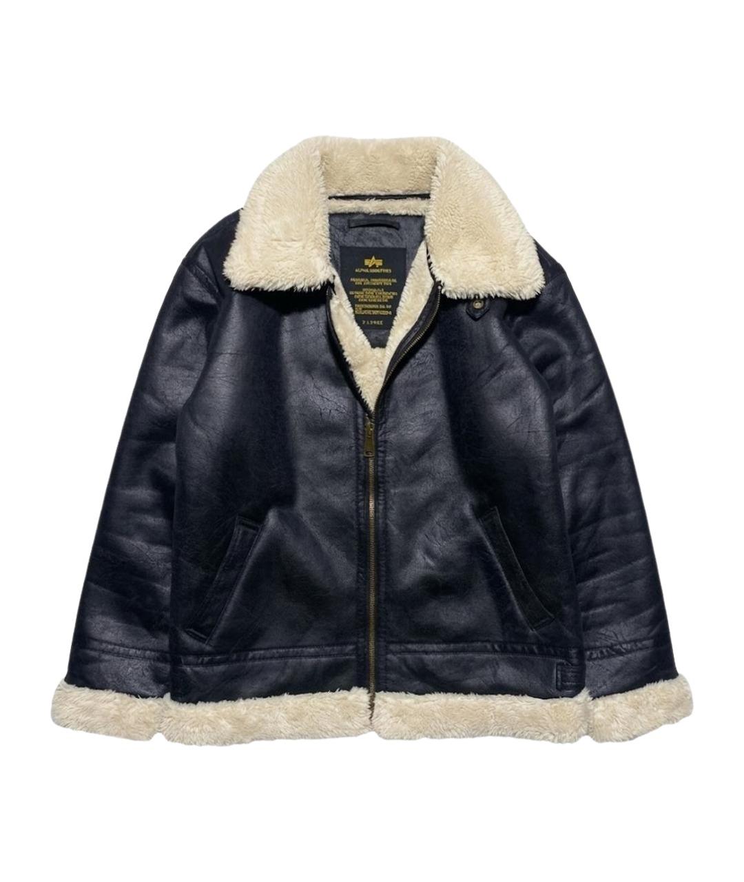 ALPHA INDUSTRIES Черная полиэстеровая дубленка/шуба, фото 1