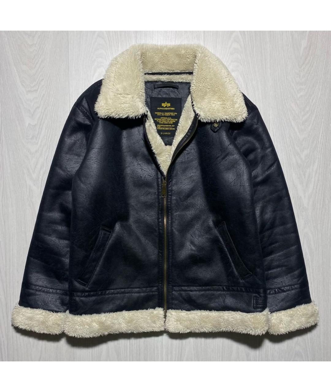 ALPHA INDUSTRIES Черная полиэстеровая дубленка/шуба, фото 9