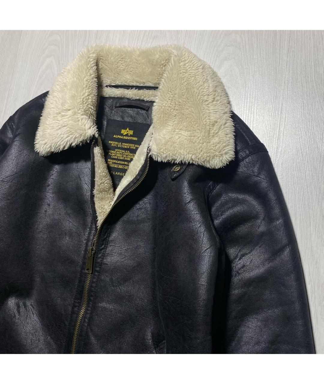 ALPHA INDUSTRIES Черная полиэстеровая дубленка/шуба, фото 3