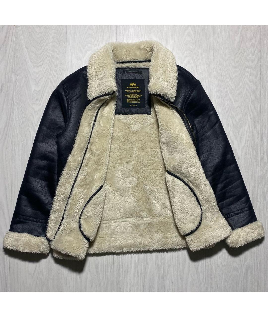 ALPHA INDUSTRIES Черная полиэстеровая дубленка/шуба, фото 6