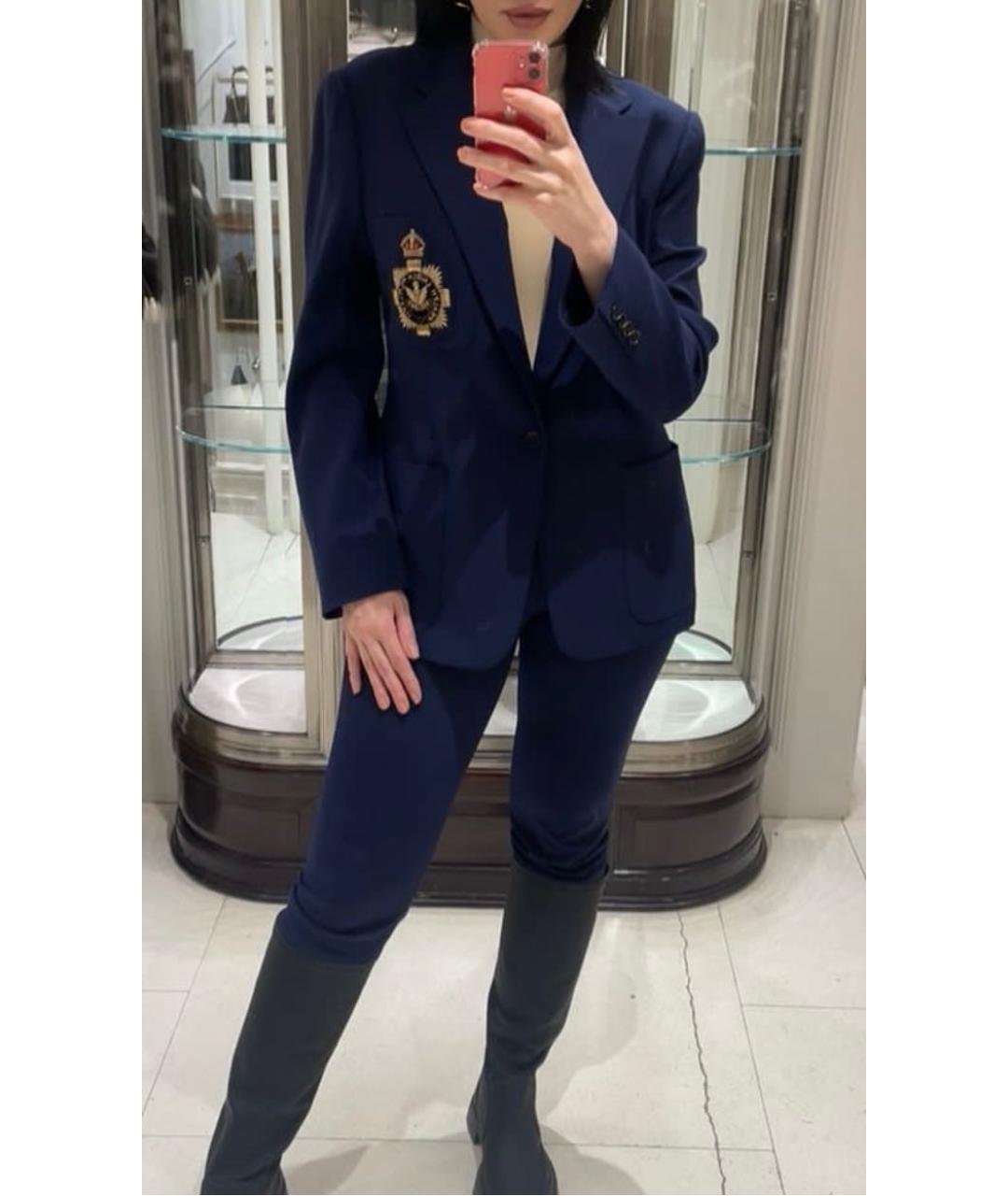 RALPH LAUREN PURPLE LABEL Темно-синие шерстяные брюки узкие, фото 7