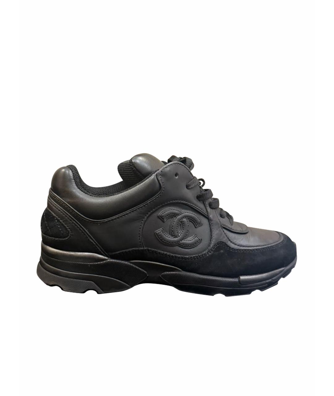 CHANEL Черные кожаные кроссовки, фото 1