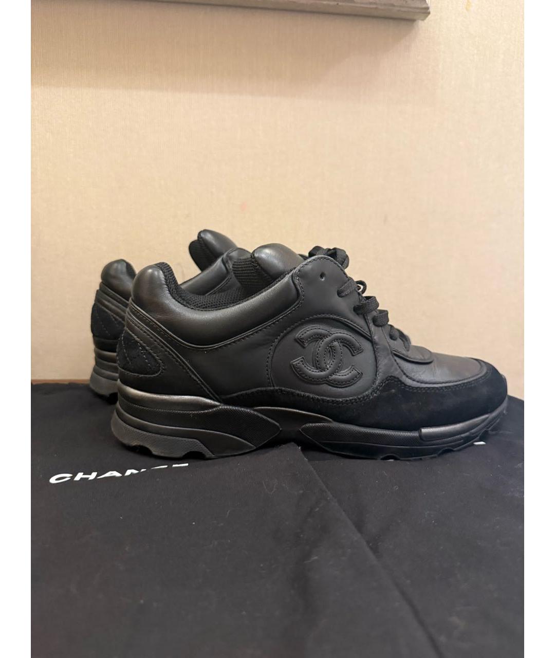 CHANEL Черные кожаные кроссовки, фото 6
