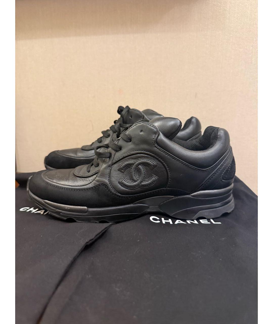 CHANEL Черные кожаные кроссовки, фото 2