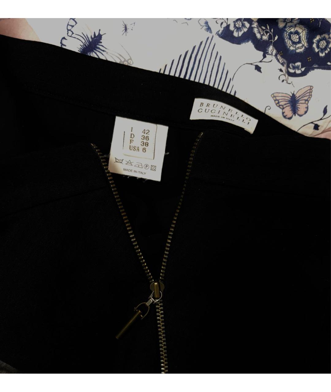BRUNELLO CUCINELLI Черная шелковая юбка миди, фото 8