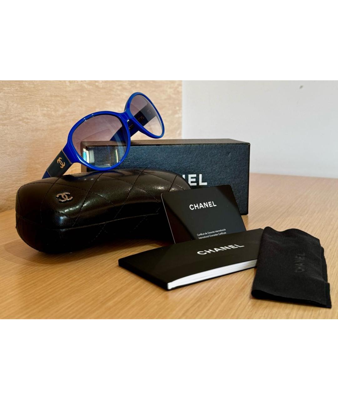 CHANEL Синие пластиковые солнцезащитные очки, фото 5