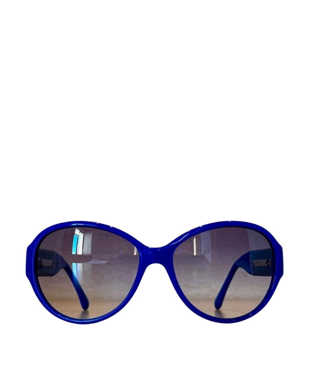 CHANEL Синие пластиковые солнцезащитные очки, фото 1