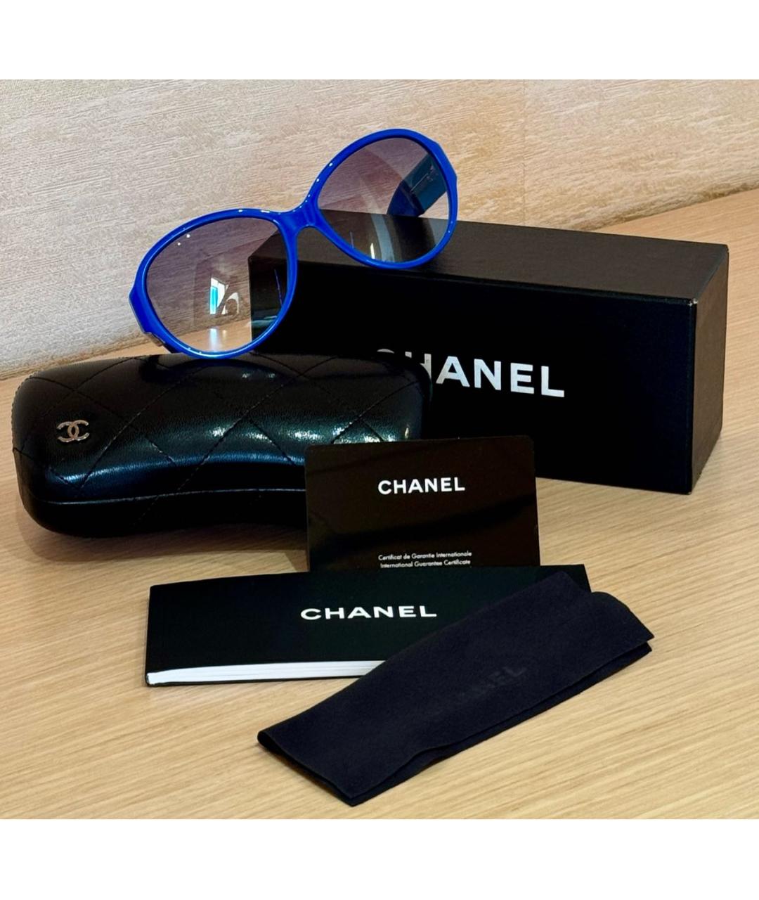 CHANEL Синие пластиковые солнцезащитные очки, фото 9