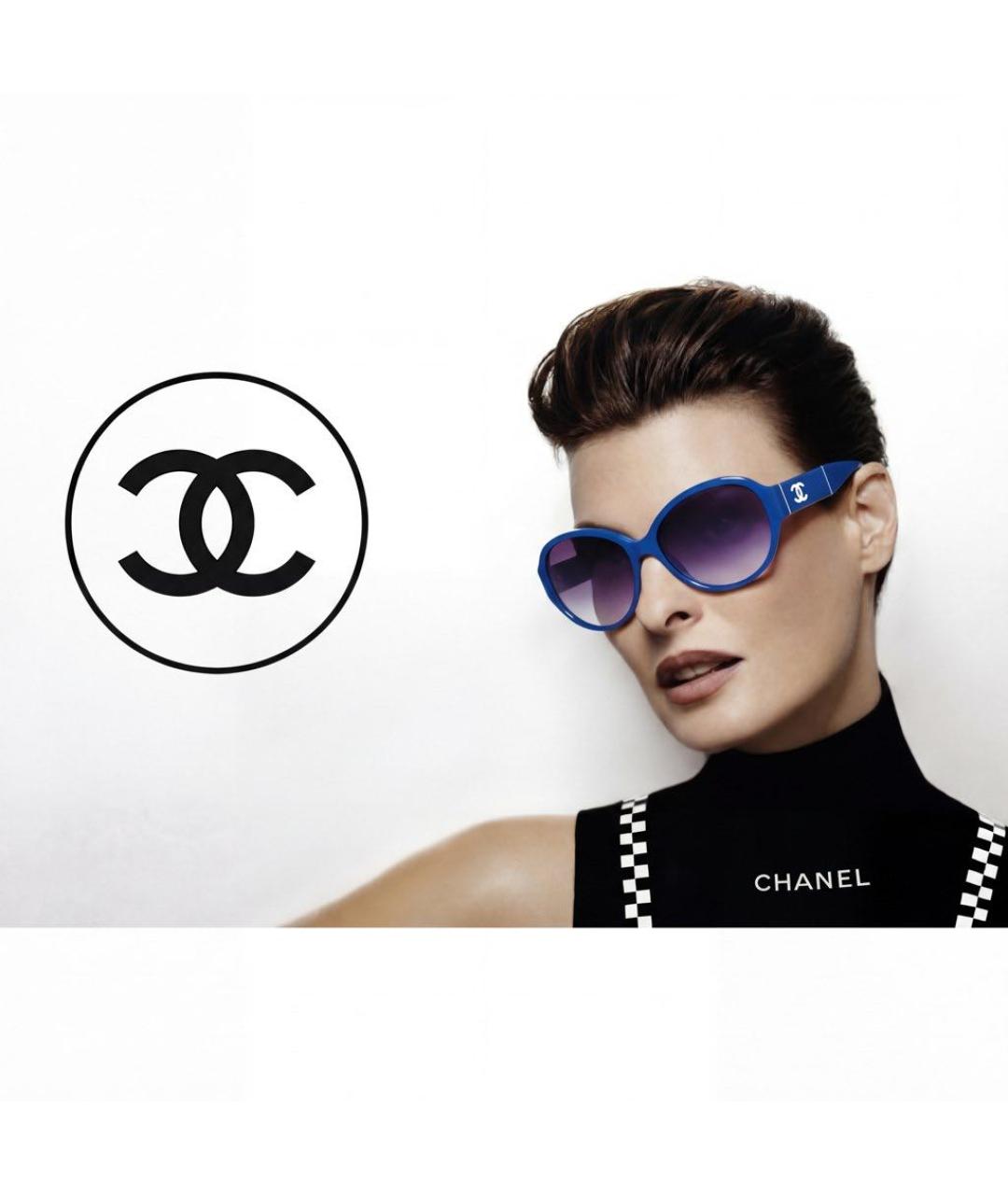 CHANEL Синие пластиковые солнцезащитные очки, фото 7