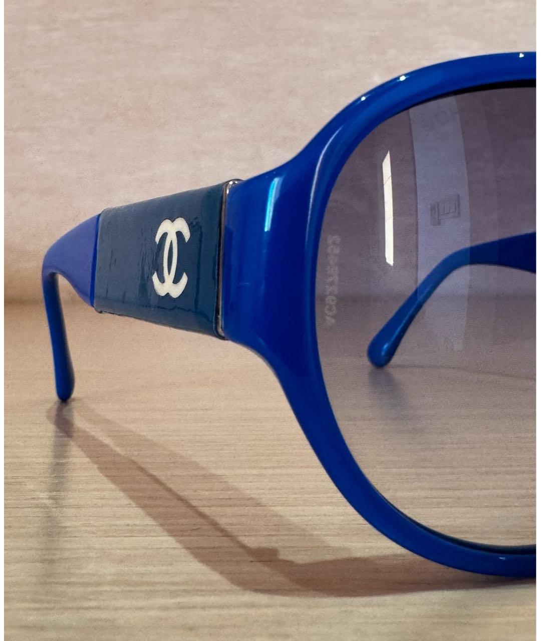 CHANEL Синие пластиковые солнцезащитные очки, фото 4