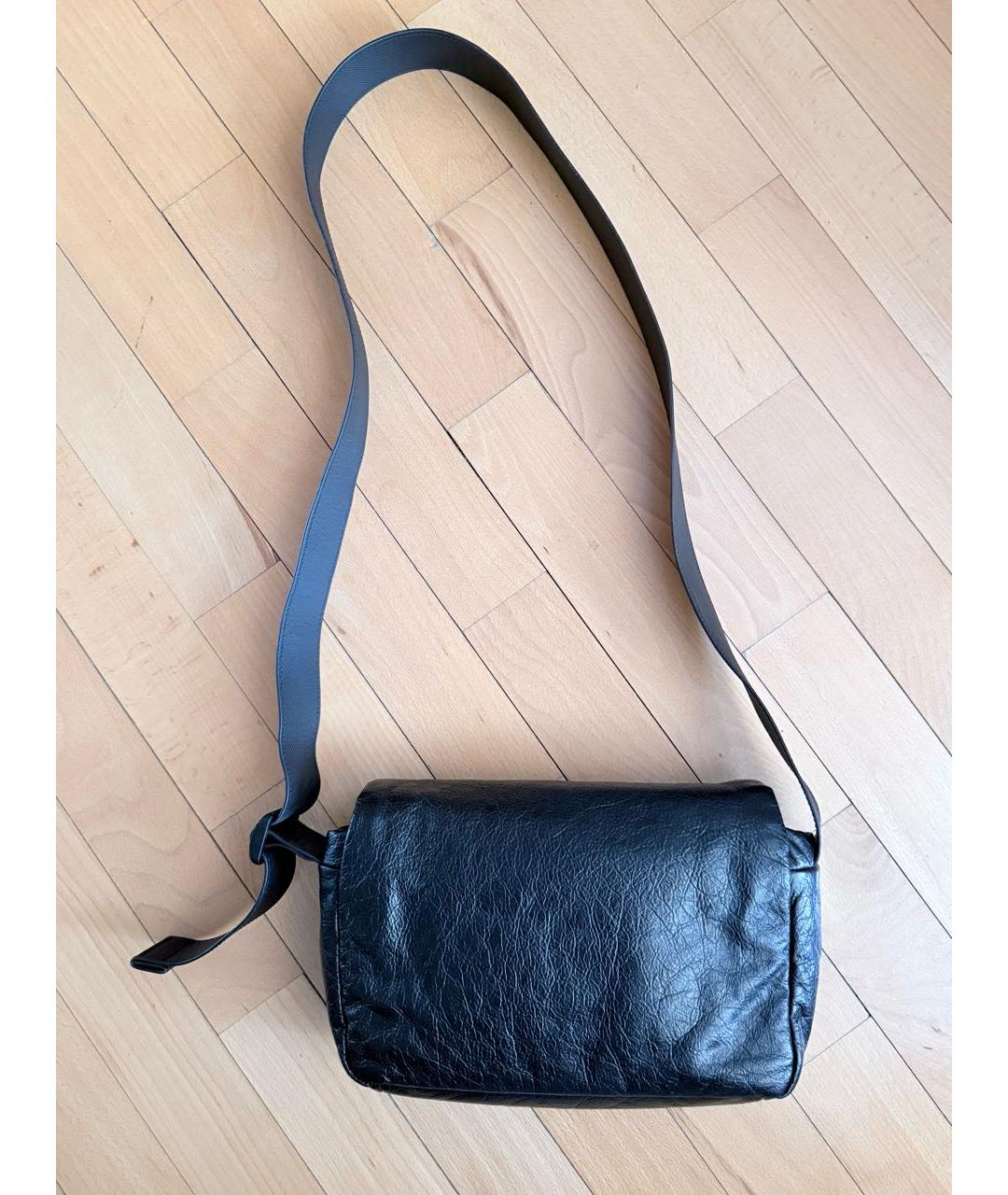 BALENCIAGA Черная кожаная сумка через плечо, фото 4