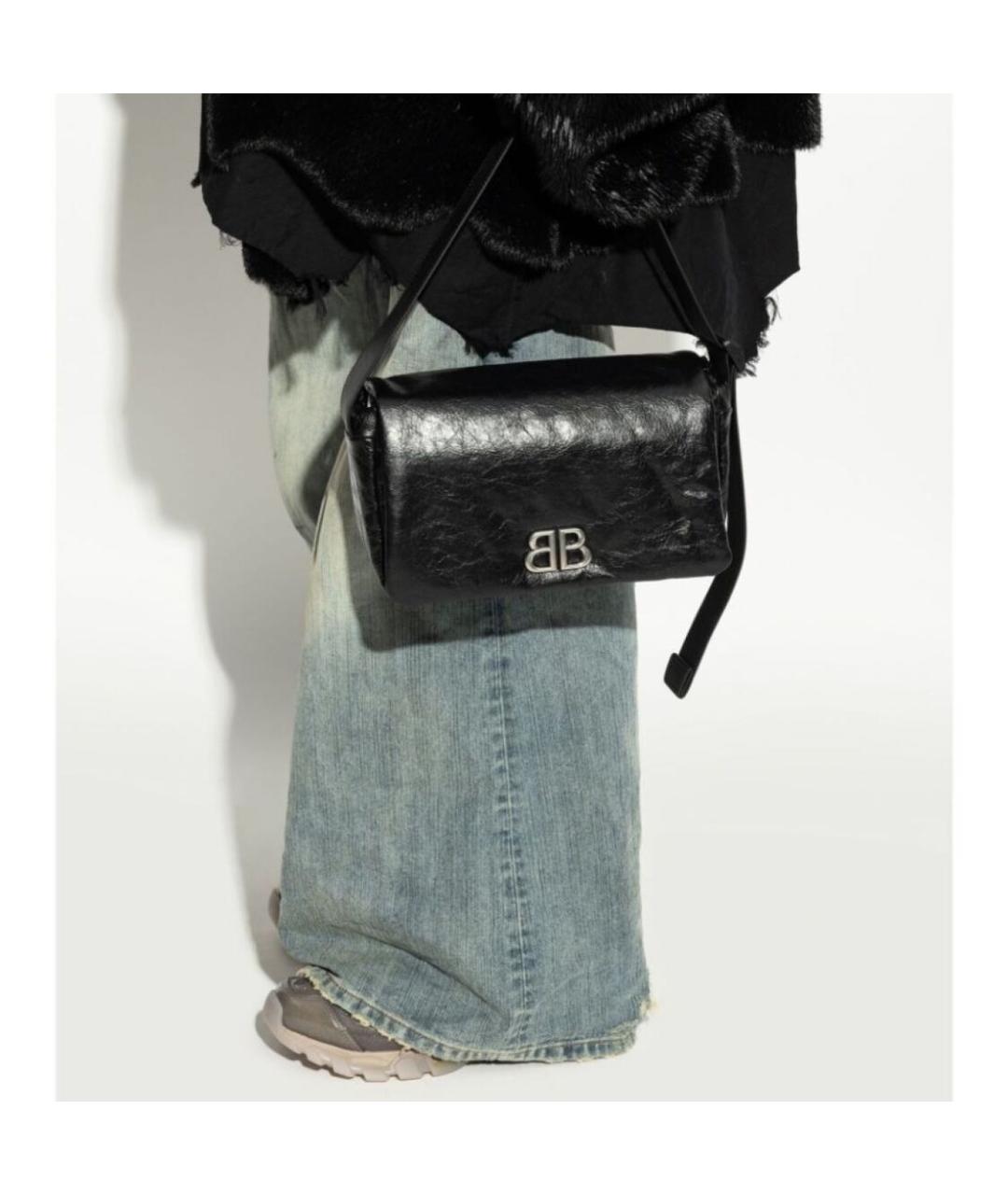 BALENCIAGA Черная кожаная сумка через плечо, фото 6