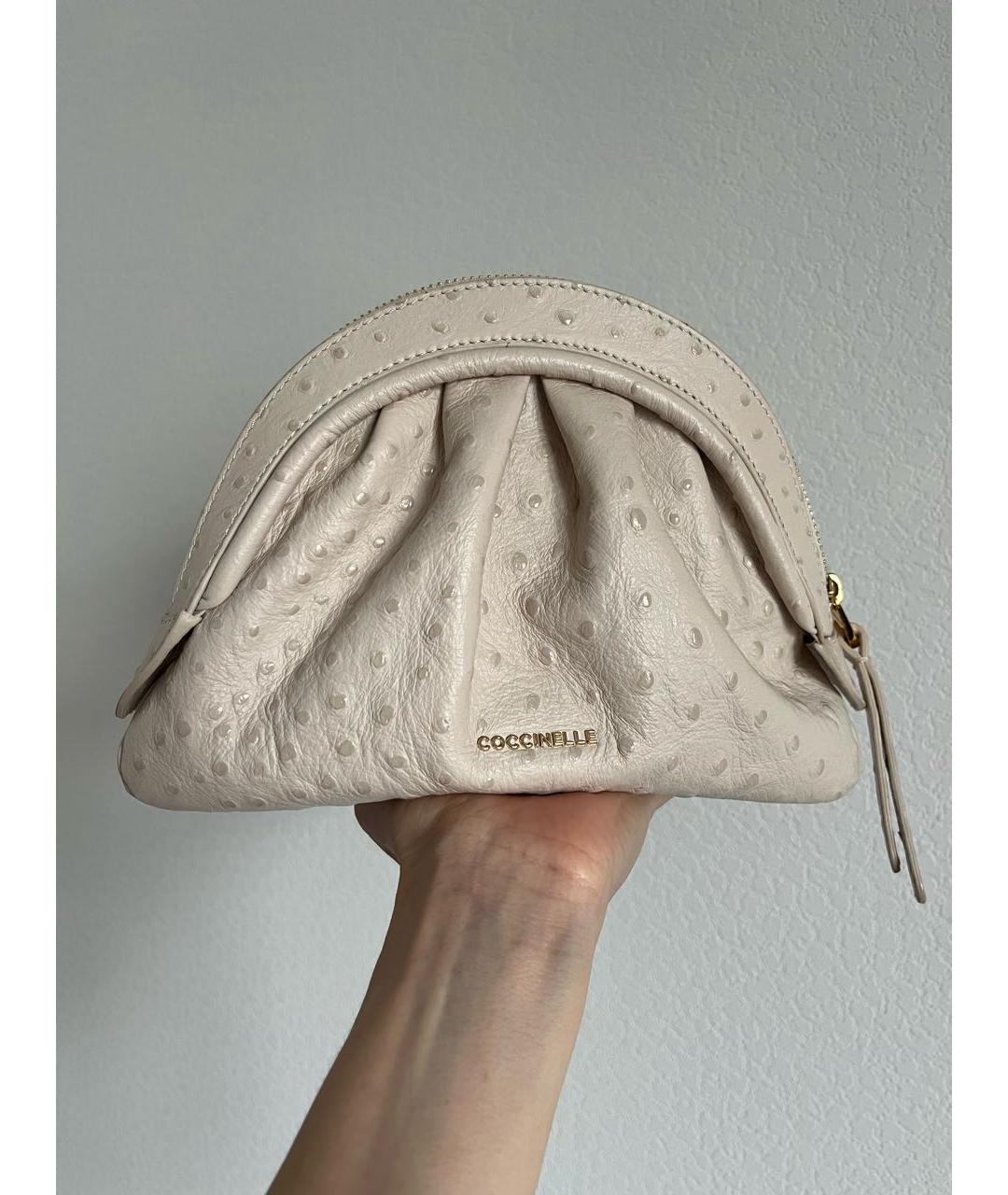 COCCINELLE Бежевая кожаная сумка через плечо, фото 4