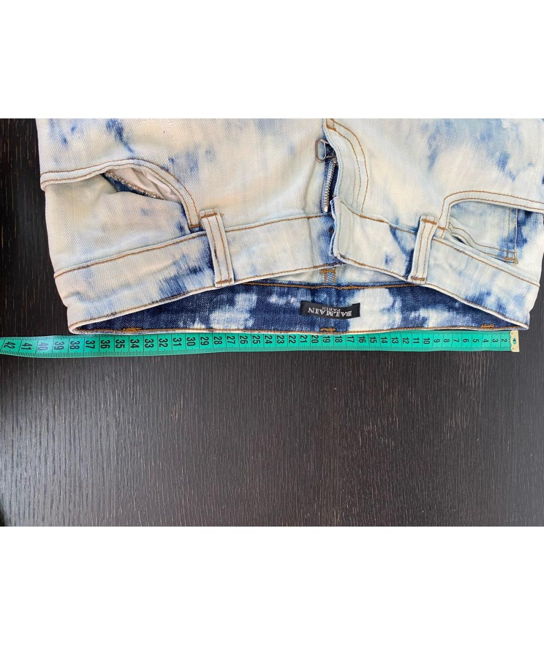 BALMAIN Голубые хлопко-эластановые джинсы слим, фото 6