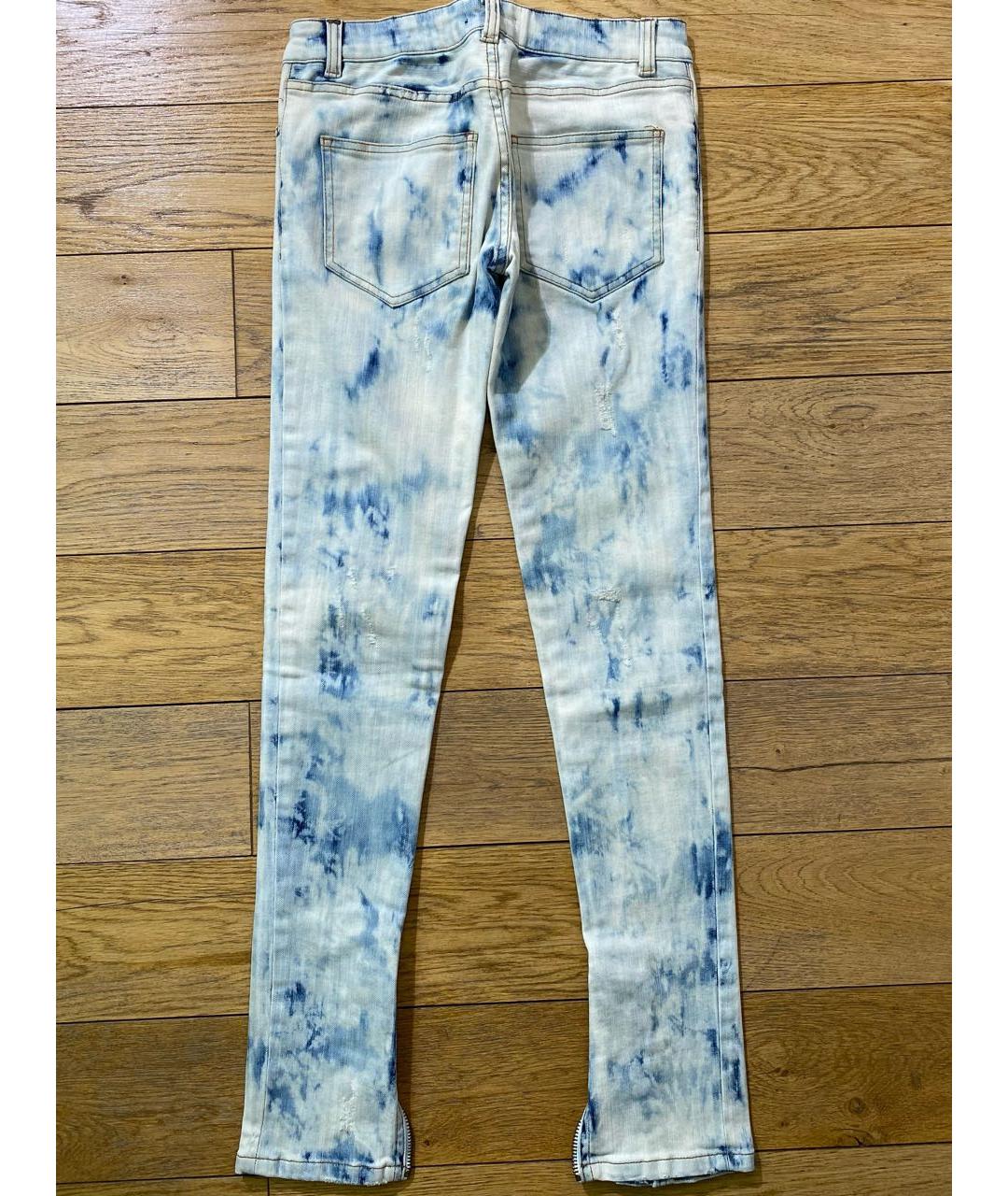 BALMAIN Голубые хлопко-эластановые джинсы слим, фото 2