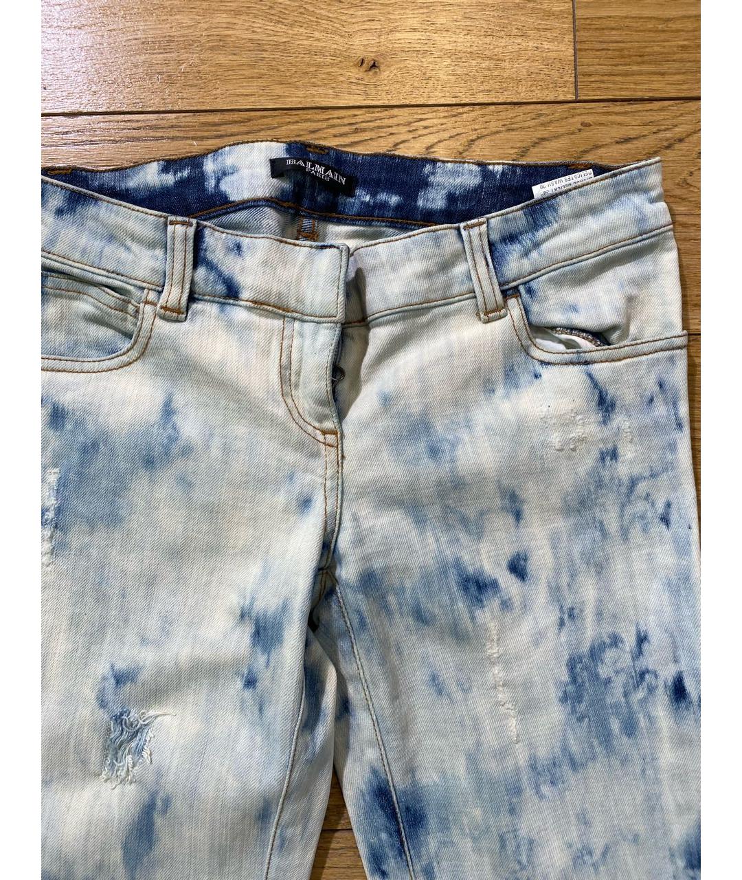 BALMAIN Голубые хлопко-эластановые джинсы слим, фото 3