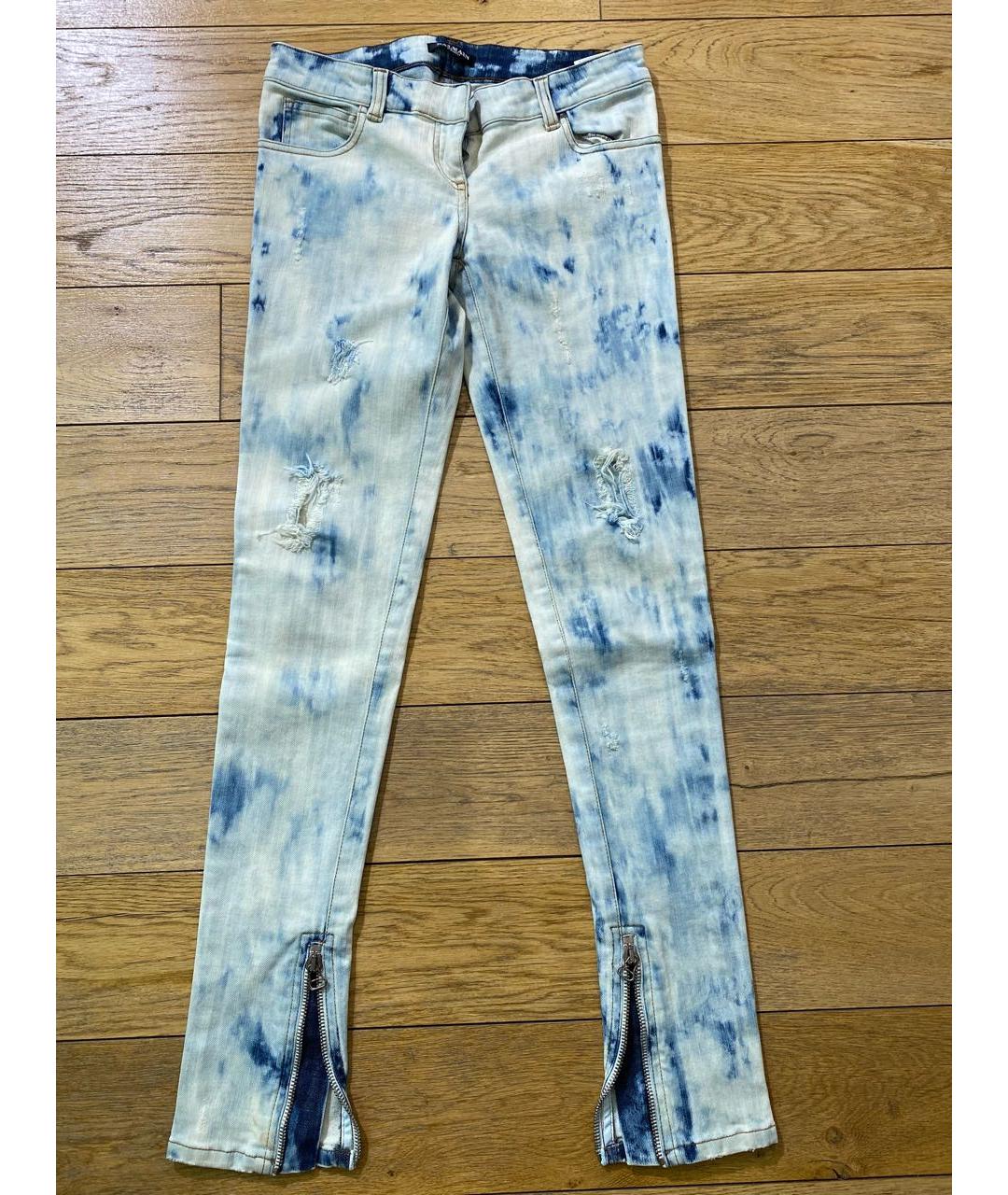 BALMAIN Голубые хлопко-эластановые джинсы слим, фото 9