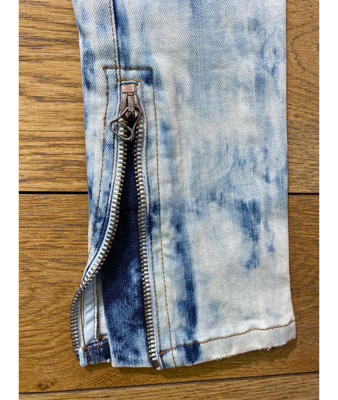 BALMAIN Голубые хлопко-эластановые джинсы слим, фото 4