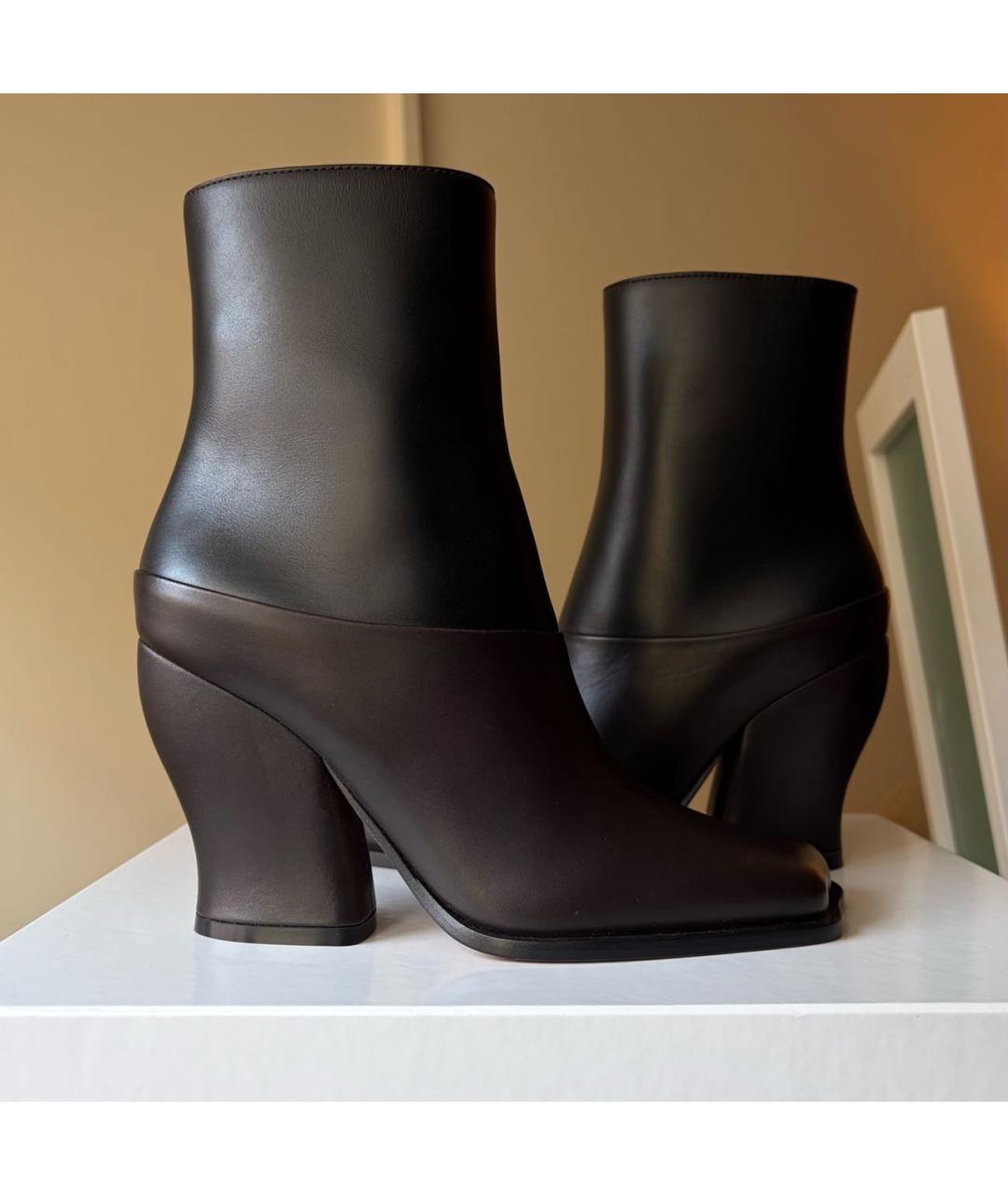 LOEWE Коричневые кожаные ботильоны, фото 6