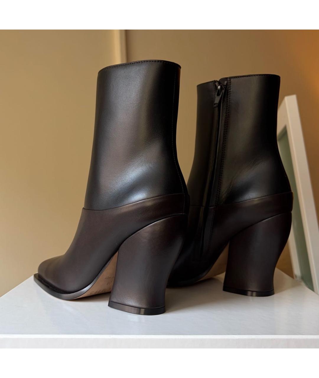 LOEWE Коричневые кожаные ботильоны, фото 4