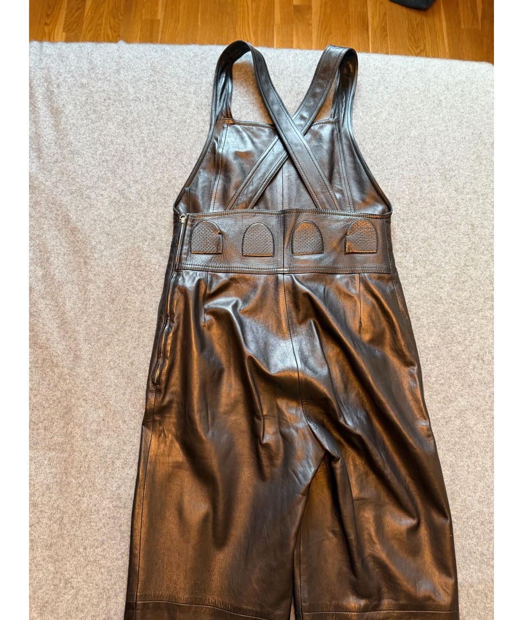 SAINT LAURENT Коричневый кожаный комбинезон, фото 3