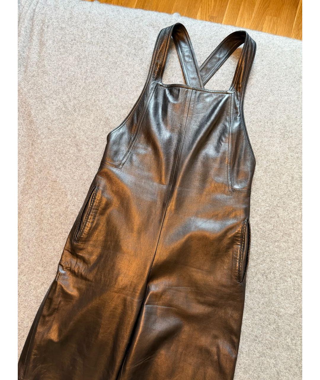 SAINT LAURENT Коричневый кожаный комбинезон, фото 2