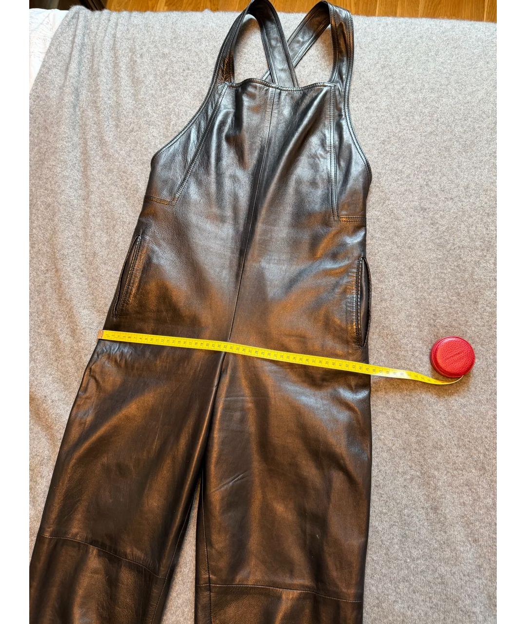 SAINT LAURENT Коричневый кожаный комбинезон, фото 7