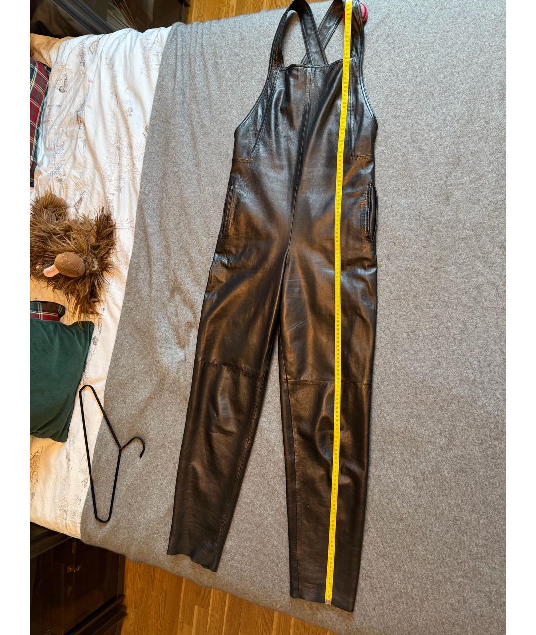 SAINT LAURENT Коричневый кожаный комбинезон, фото 4