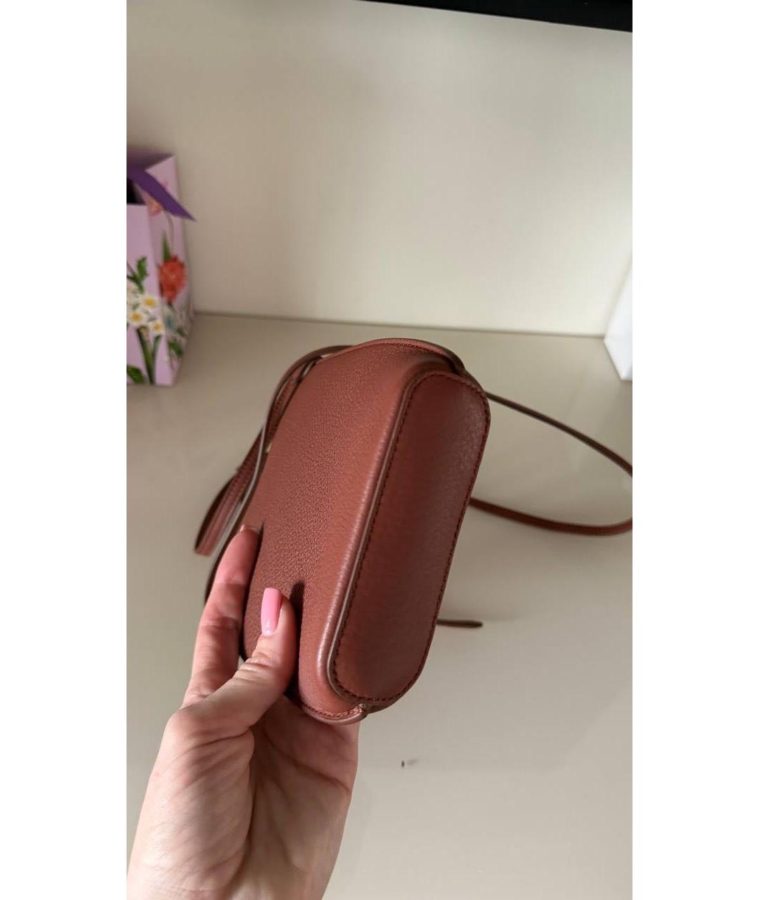 LORO PIANA Коричневая кожаная сумка через плечо, фото 6