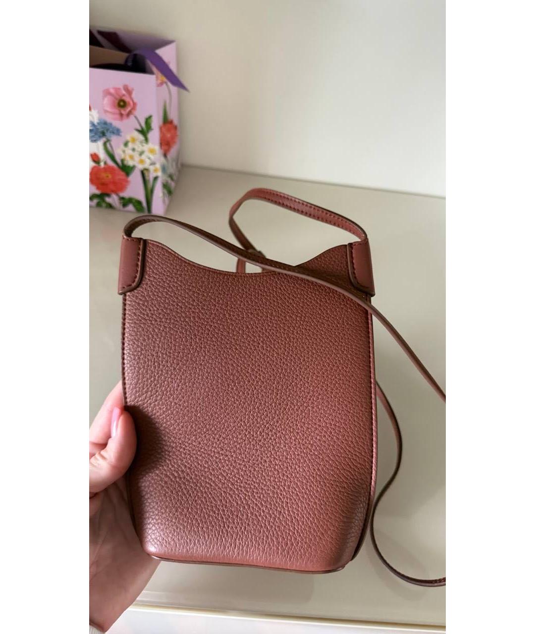 LORO PIANA Коричневая кожаная сумка через плечо, фото 3