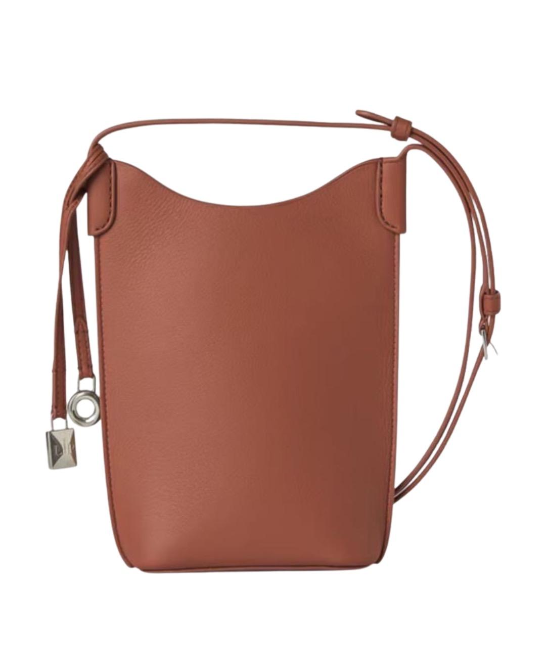 LORO PIANA Коричневая кожаная сумка через плечо, фото 1